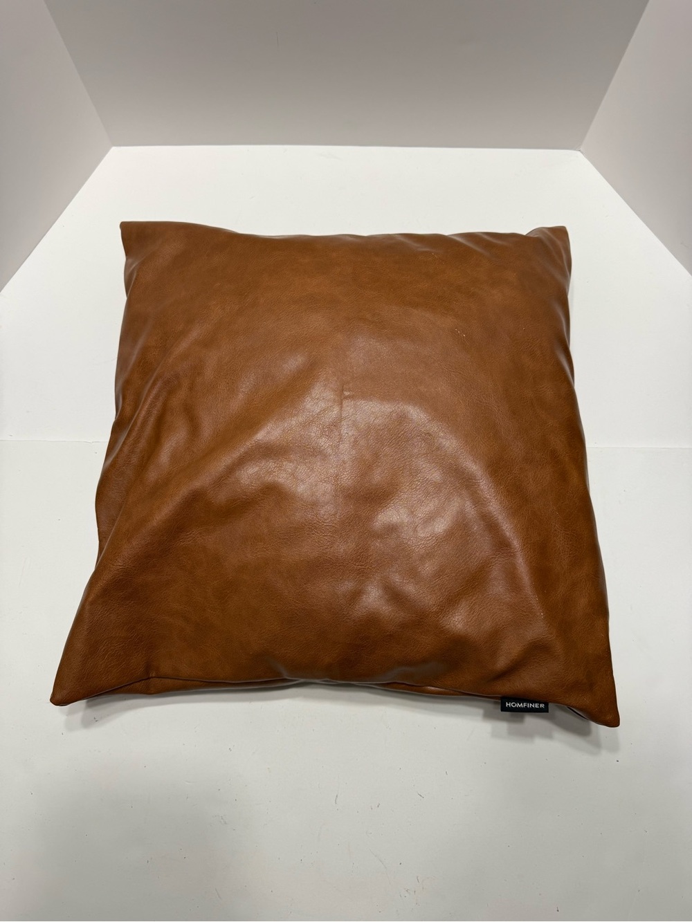 HOMFINER Faux Leather Pillow in Warm Cognac
